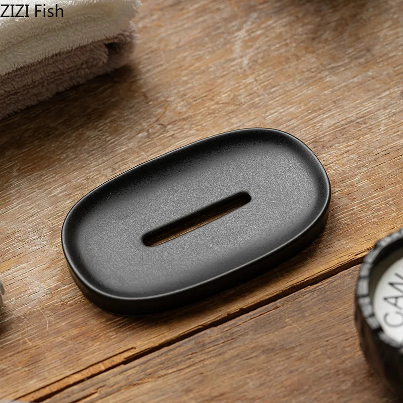 Porte-Savon En Céramique Marbrée Noir Et Blanc Design Minimaliste
