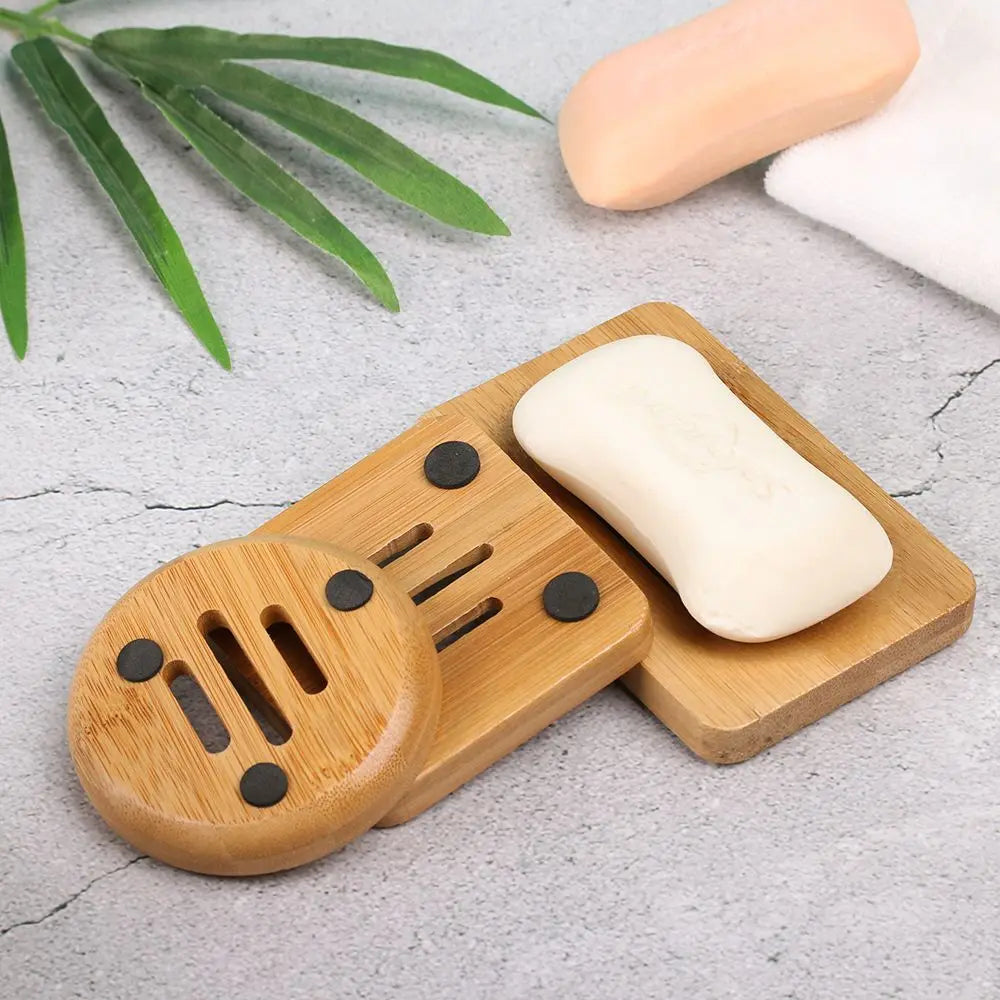Porte-Savon En Bambou Naturel Avec Pieds Antidérapants