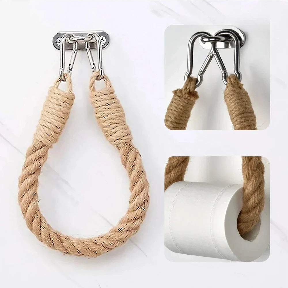Porte Papier Toilette Corde Naturelle Style Rustique