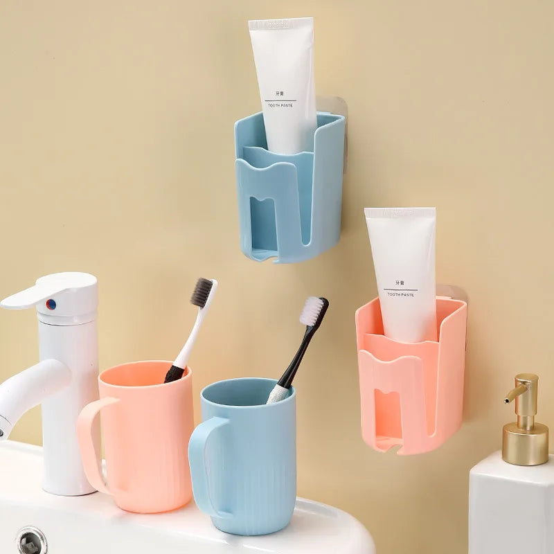 Porte-Brosse À Dents Mural Avec Gobelet Et Rangement Intégré