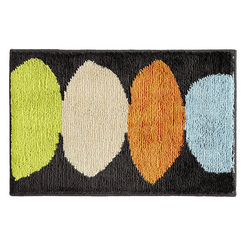 Tapis De Salle De Bain Multicolore Forme Géométrique Antidérapant Et Absorbant