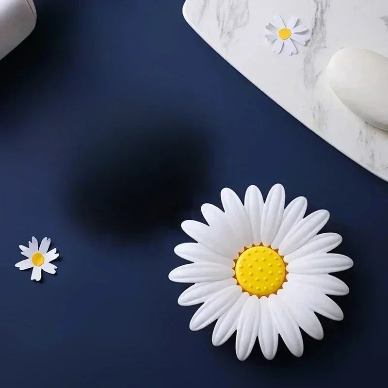 Porte-Savon Design Fleur Marguerite En Silicone Antidérapant