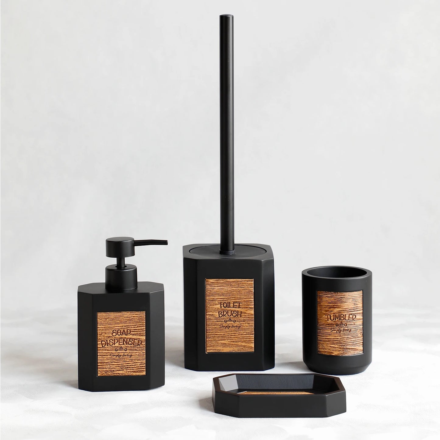 Kit Accessoires Toilettes Noir et Marron