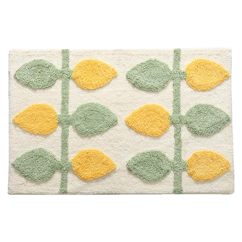 Tapis De Salle De Bain Multicolore Forme Géométrique Antidérapant Et Absorbant