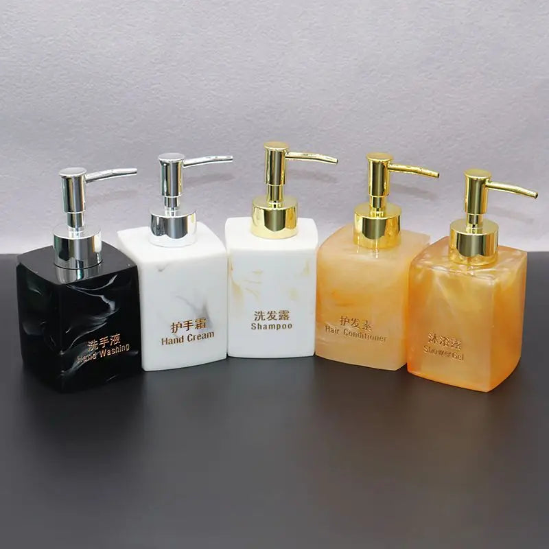 Distributeur De Savon Carré Effet Marbre - Design Élégant