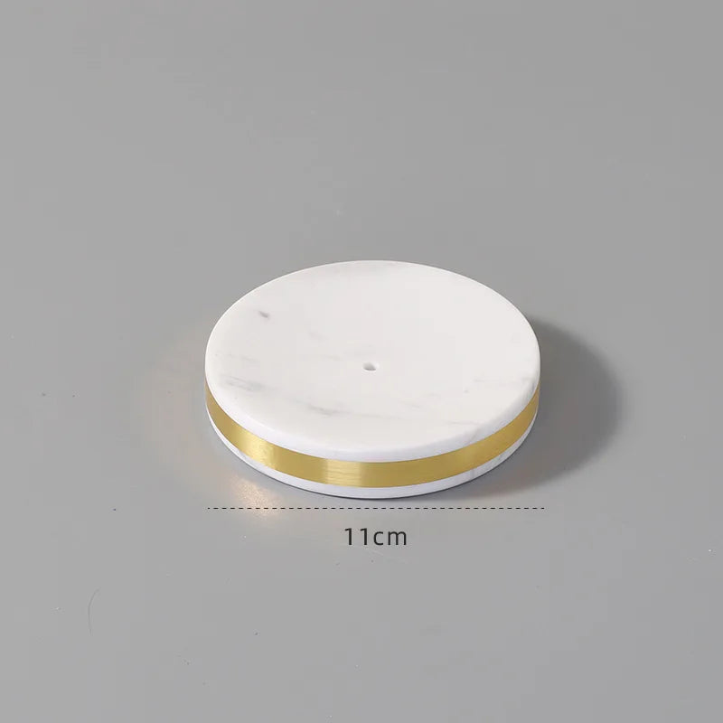 Kit Accessoires Salle de Bain en Marbre Naturel Blanc et Or