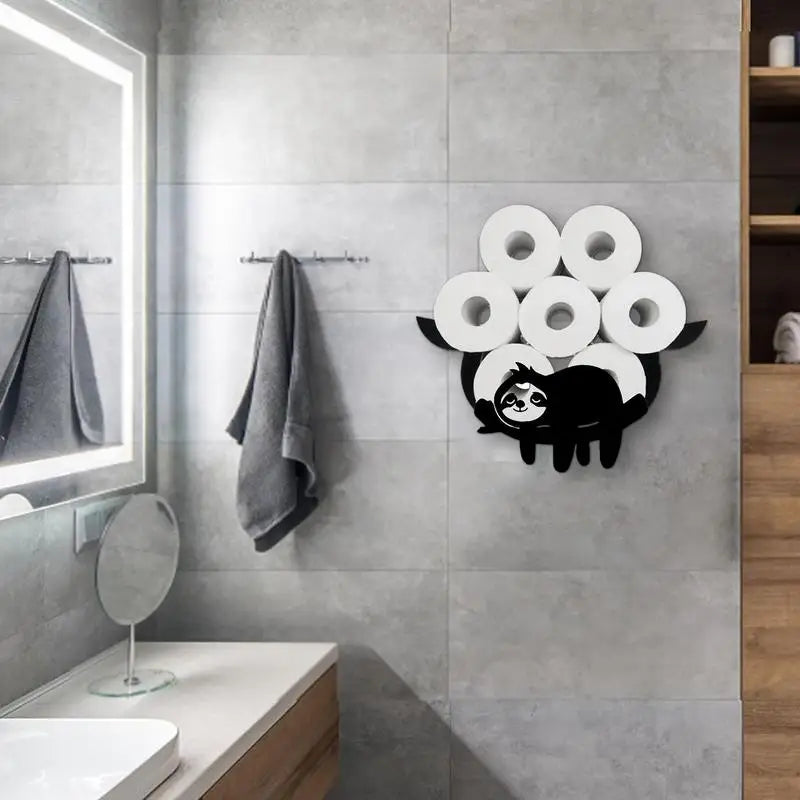 Porte Papier Toilette Original Paresseux En Métal Noir