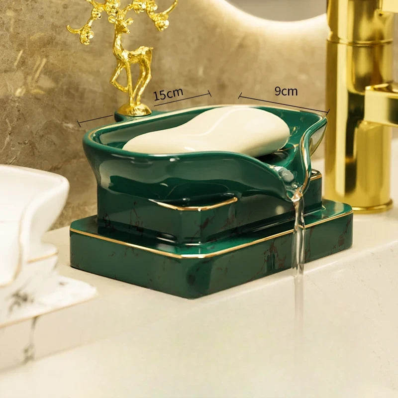 Porte-Savon En Céramique Avec Décor Doré