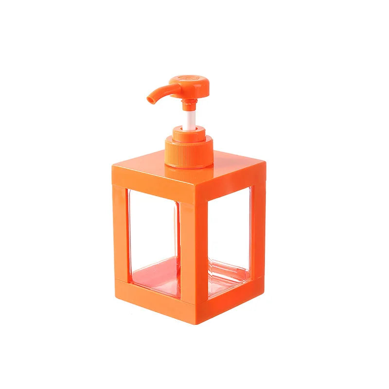 Distributeur De Savon Rectangulaire Transparent Avec Cadre Orange