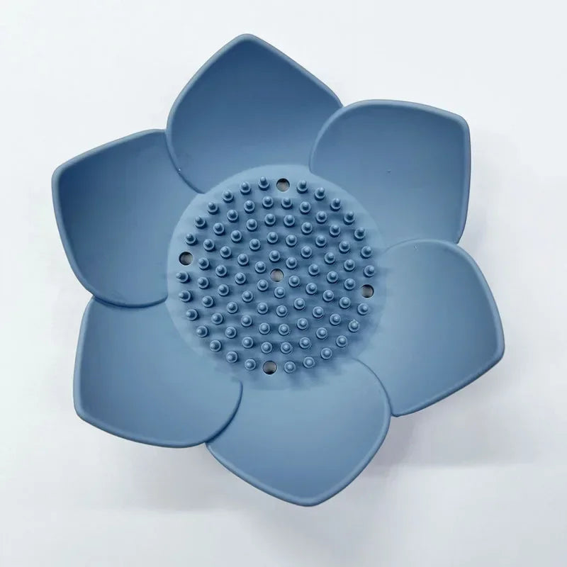 Porte-Savon Design Fleur De Lotus Avec Drainage Silicone