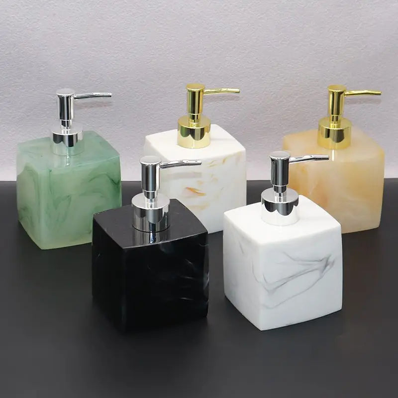 Distributeur De Savon Carré Effet Marbre - Design Élégant