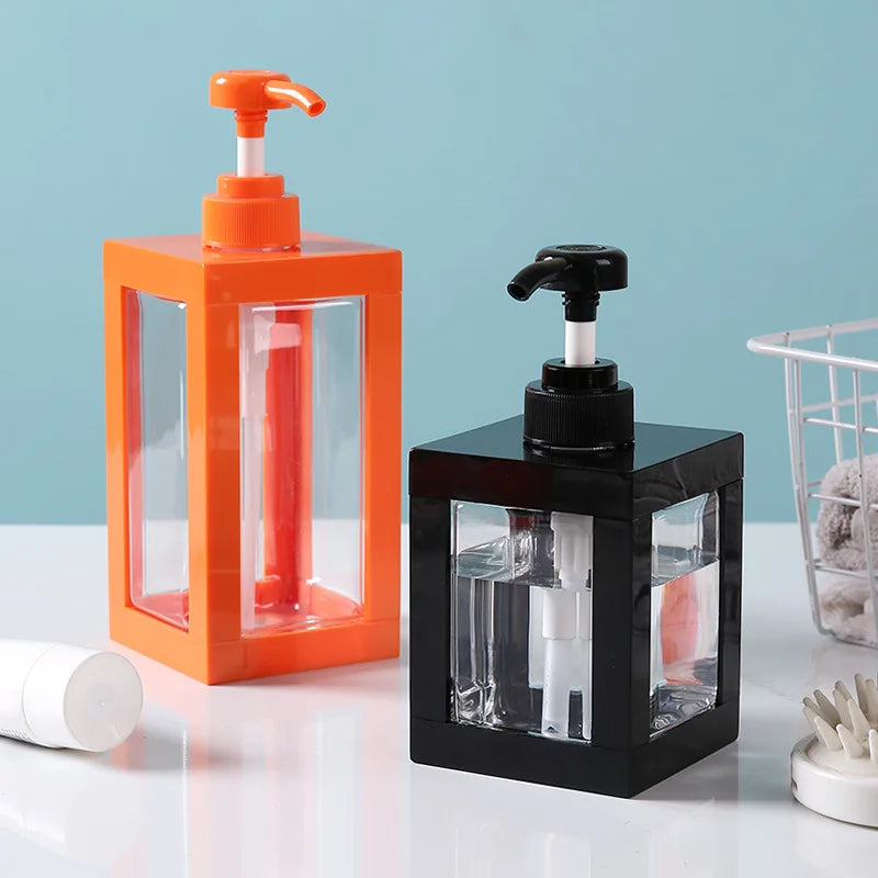 Distributeur De Savon Rectangulaire Transparent Avec Cadre Orange