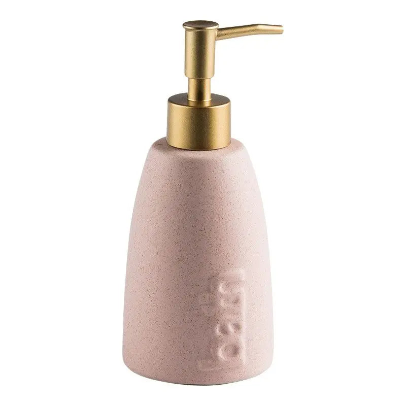 Distributeur De Savon En Céramique Minimaliste - Édition Pastel Avec Pompe Dorée