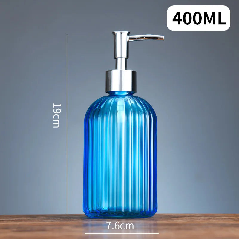 Distributeurs De Savon En Verre Strié Multicolore Avec Pompe Chromée 400 ML
