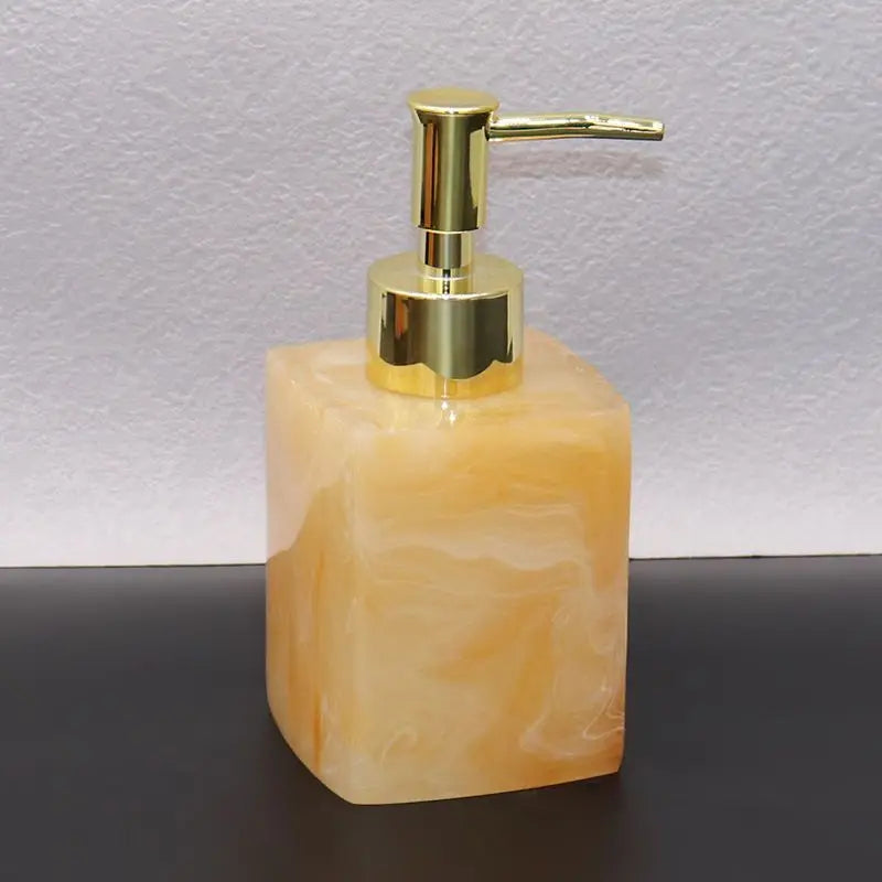 Distributeur De Savon Carré Effet Marbre - Design Élégant