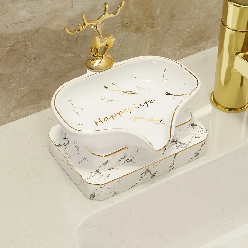 Porte-Savon En Céramique Avec Décor Doré