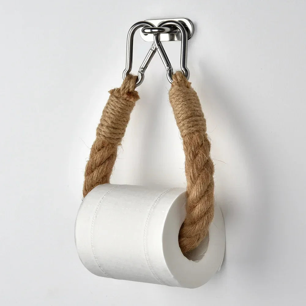 Porte Papier Toilette Corde Naturelle Style Rustique