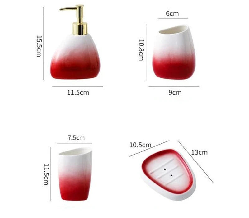 Kit Accessoires Salle de Bain Rouge et Blanc Elégant