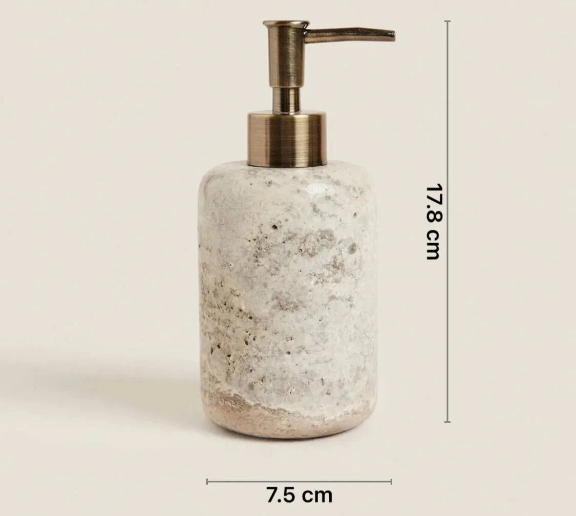 Kit Accessoires Salle de Bain en Marbre Beige Luxe