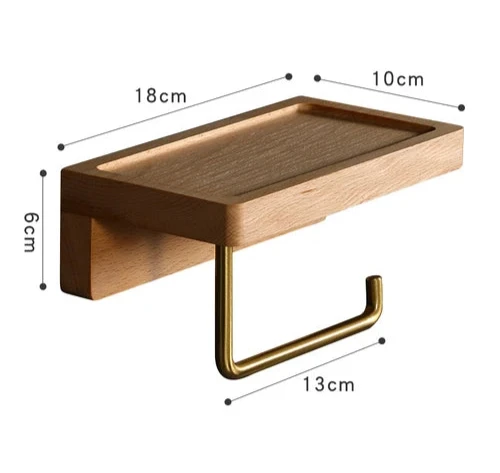 Porte Papier Toilette Bois Massif Avec Support Métallique Intégré