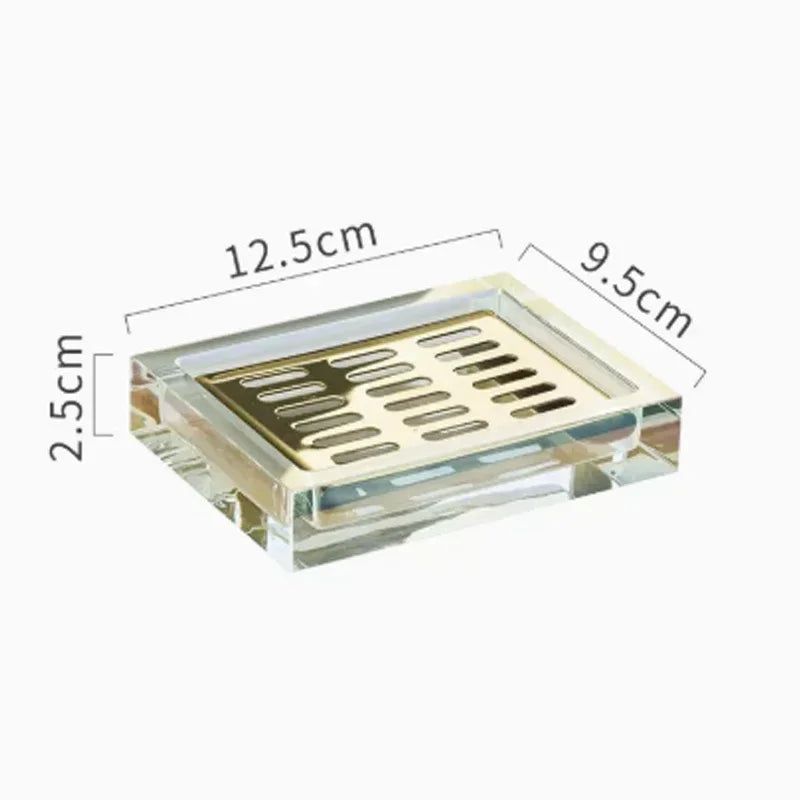 Porte-Savon Rectangulaire Transparent Avec Grille Métallique