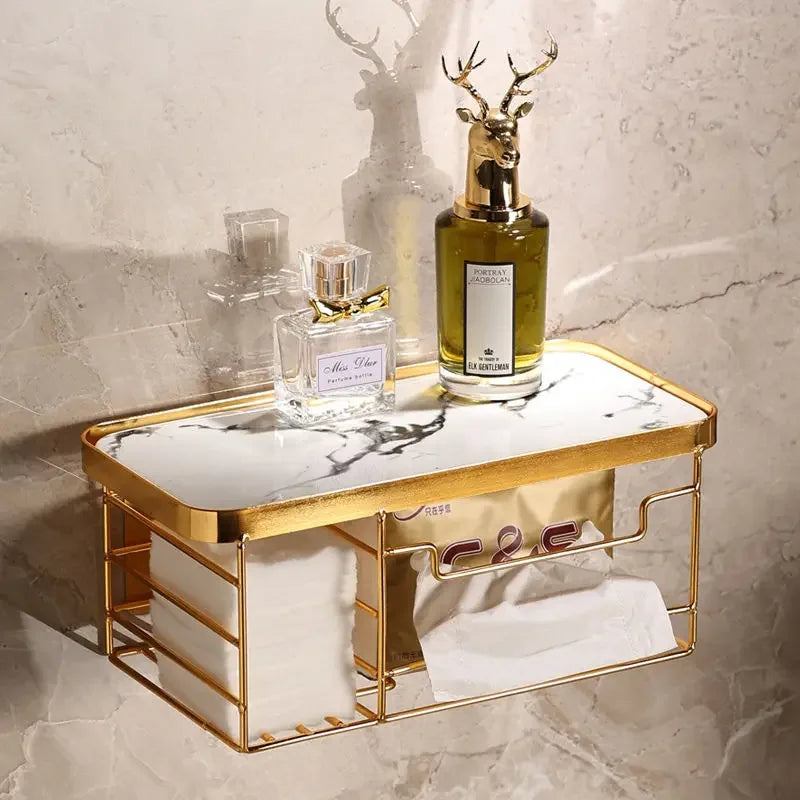 Porte Papier Toilette Luxe Avec Étagère En Verre Transparente