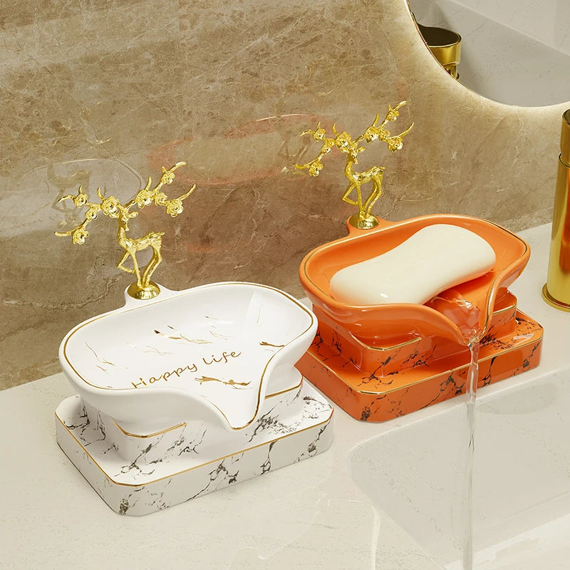 Porte-Savon En Céramique Avec Décor Doré