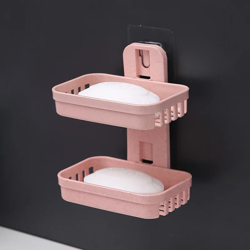 Porte-Savon Mural Double Avec Support Pratique - Design Moderne Et Fonctionnel