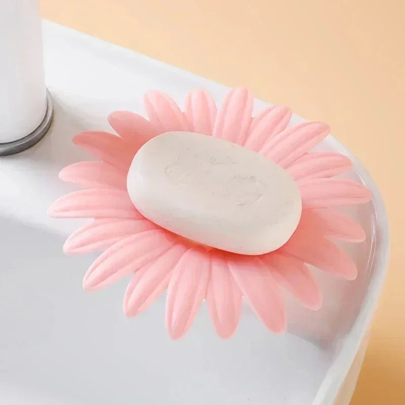 Porte-Savon Design Fleur Marguerite En Silicone Antidérapant