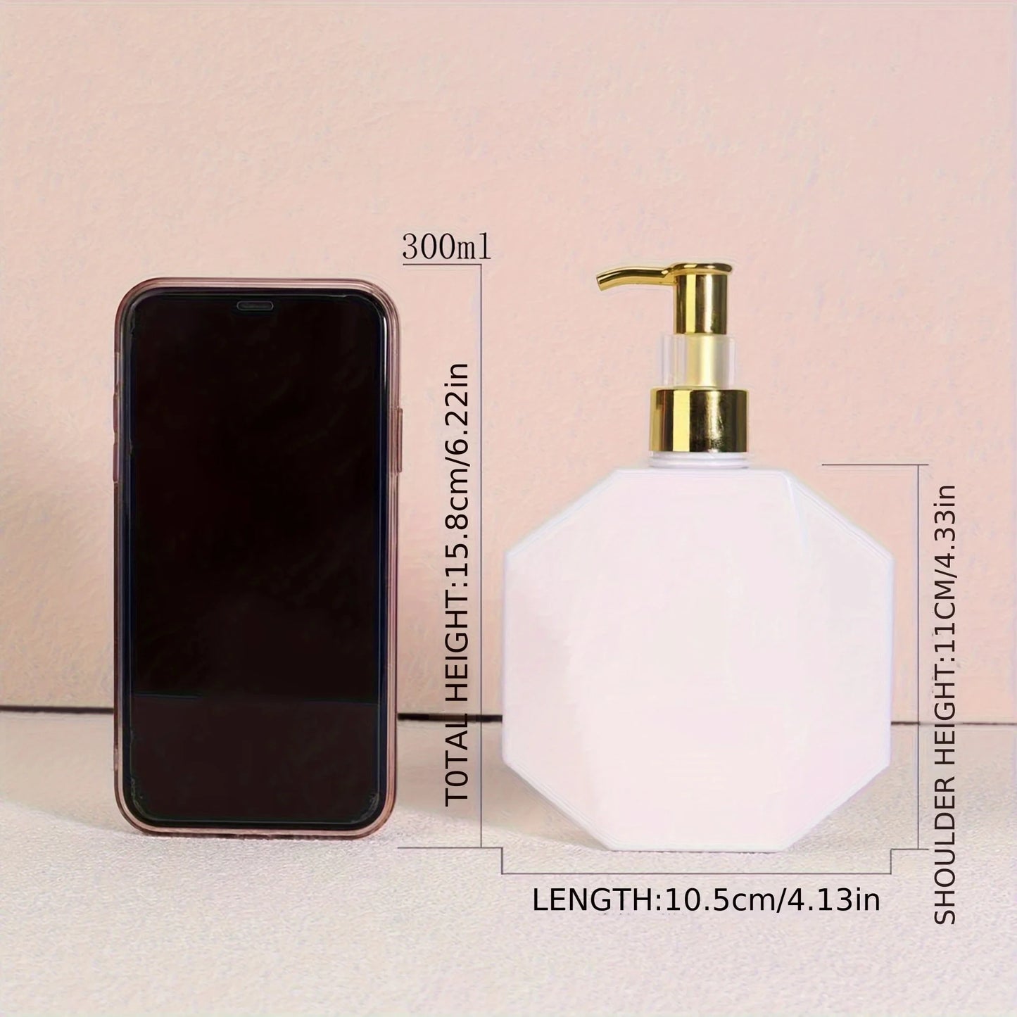 Distributeur De Savon Octogonal Élégant - Finitions Pastel, Noir Et Doré