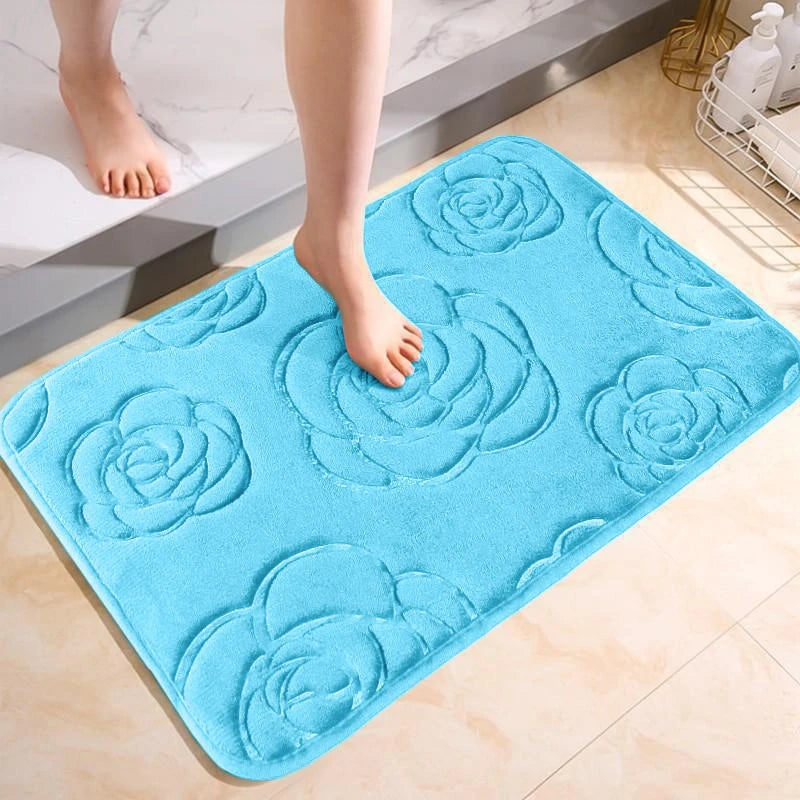 Tapis De Salle De Bain Avec Motif Floral Antidérapant