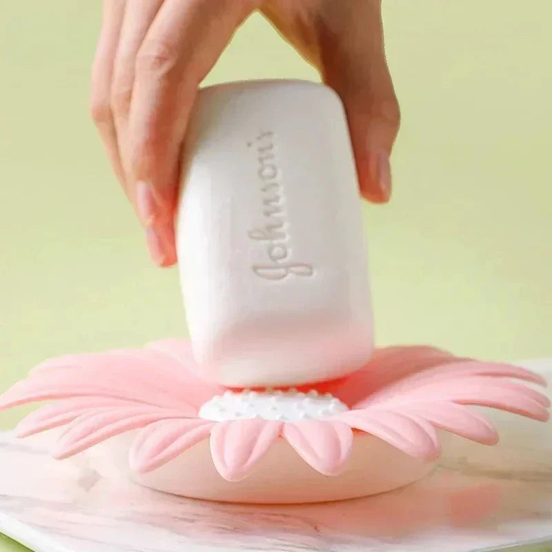 Porte-Savon Design Fleur Marguerite En Silicone Antidérapant