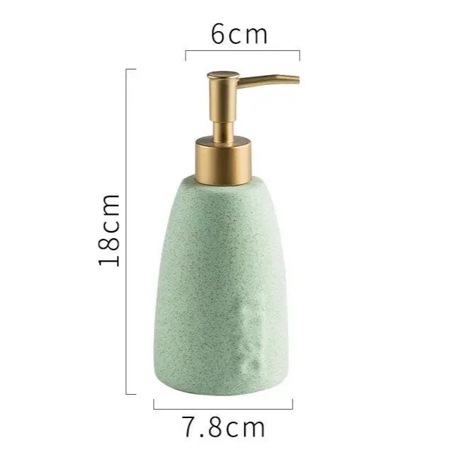 Distributeur De Savon En Céramique Minimaliste - Édition Pastel Avec Pompe Dorée