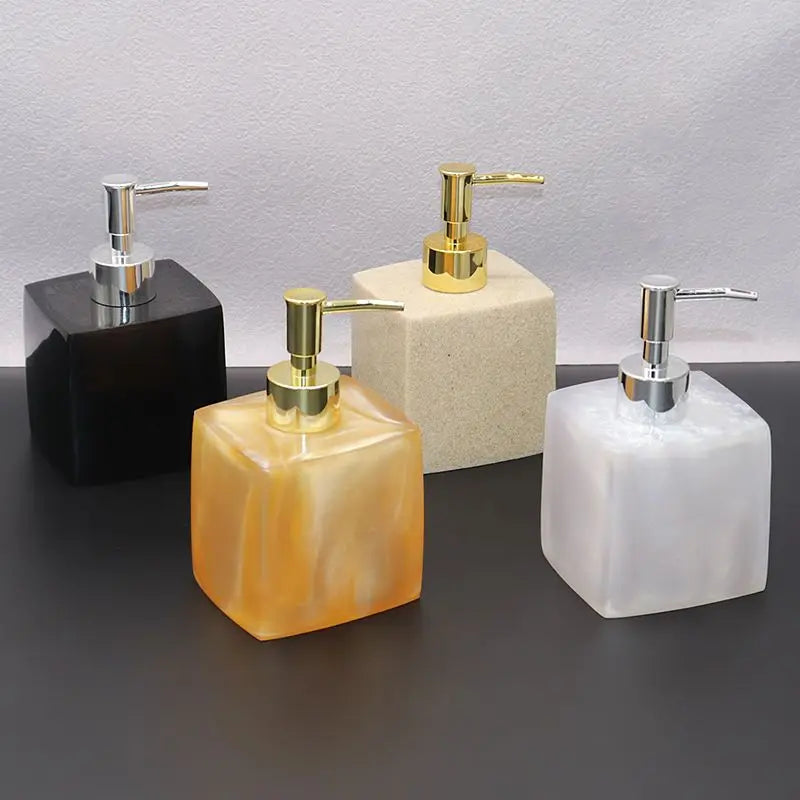 Distributeur De Savon Carré Effet Marbre - Design Élégant