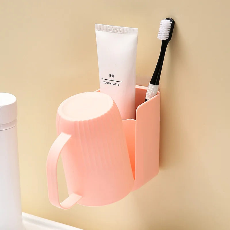 Porte-Brosse À Dents Mural Avec Gobelet Et Rangement Intégré