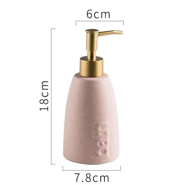 Distributeur De Savon En Céramique Minimaliste - Édition Pastel Avec Pompe Dorée