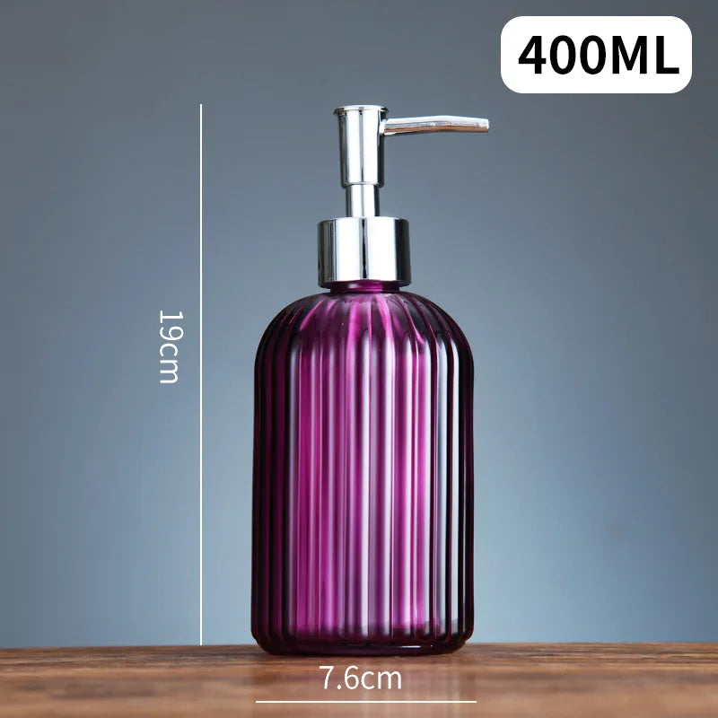 Distributeurs De Savon En Verre Strié Multicolore Avec Pompe Chromée 400 ML