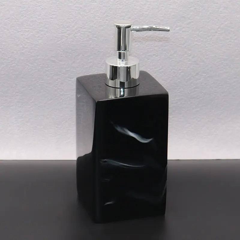 Distributeur De Savon Carré Effet Marbre - Design Élégant
