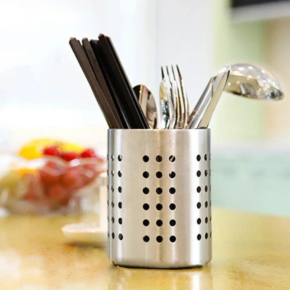Porte-Ustensiles De Cuisine En Acier Inoxydable Avec Design Perforé