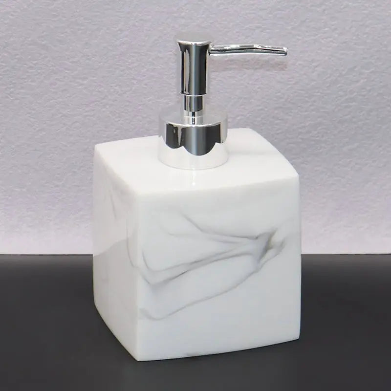 Distributeur De Savon Carré Effet Marbre - Design Élégant