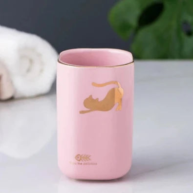 Kit Accessoires Salle de Bain en Céramique Rose