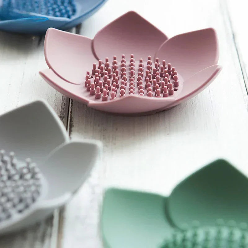 Porte-Savon Design Fleur De Lotus Avec Drainage Silicone