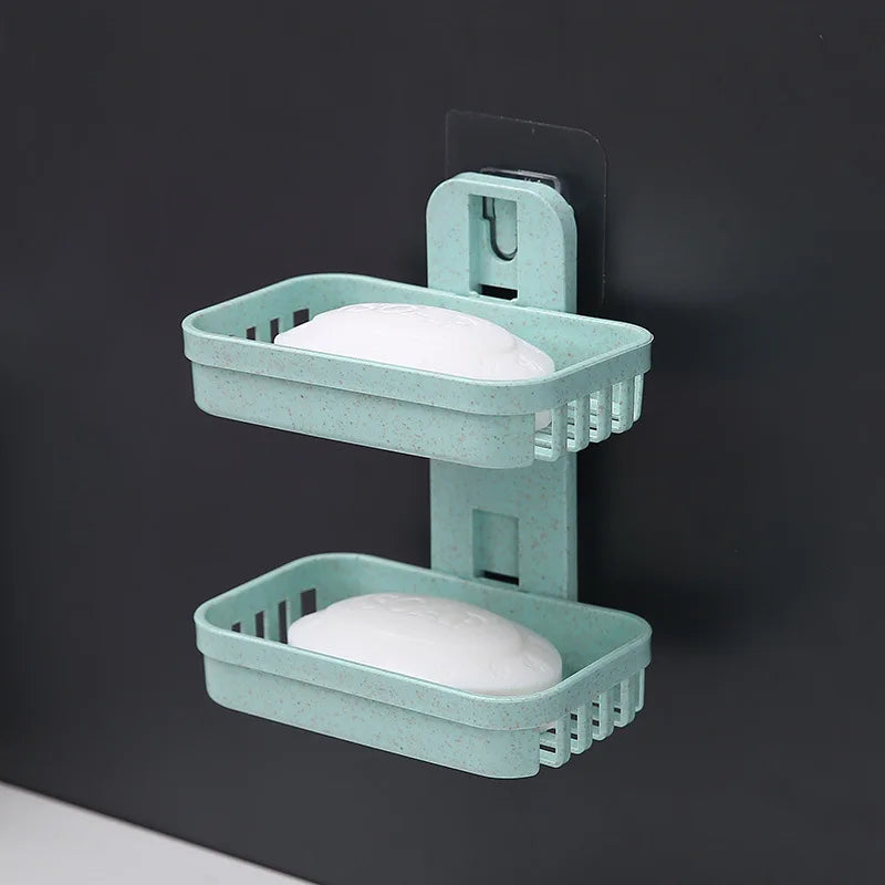 Porte-Savon Mural Double Avec Support Pratique - Design Moderne Et Fonctionnel