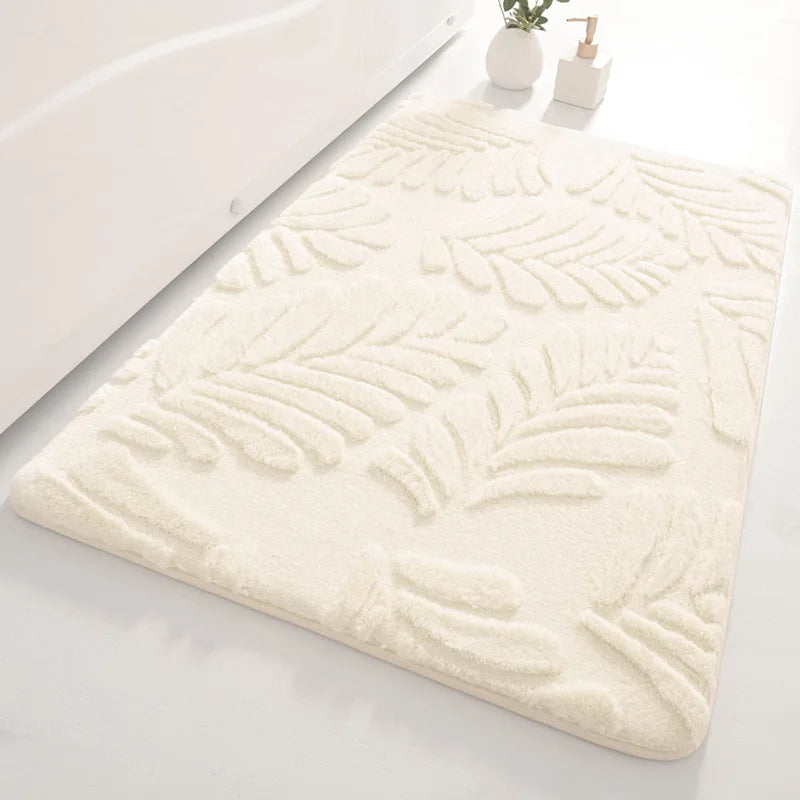 Tapis De Salle De Bain Motif Feuilles Antidérapant Et Doux