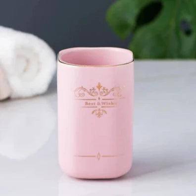 Kit Accessoires Salle de Bain en Céramique Rose