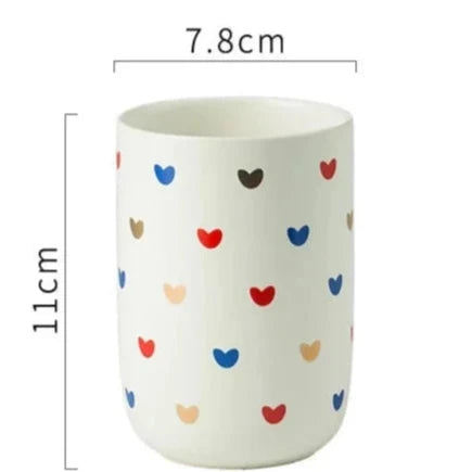 Kit Accessoires Salle de Bain Blanc et motif Coeur