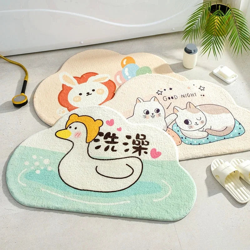 Tapis De Salle De Bain En Forme De Nuage Motifs Animaux