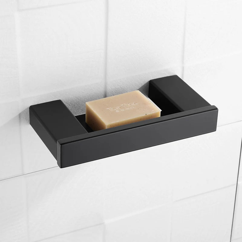 Porte-Savon Mural En Métal Noir Design Minimaliste