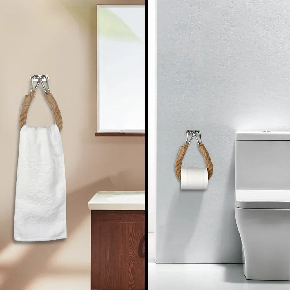 Porte Papier Toilette Corde Naturelle Style Rustique