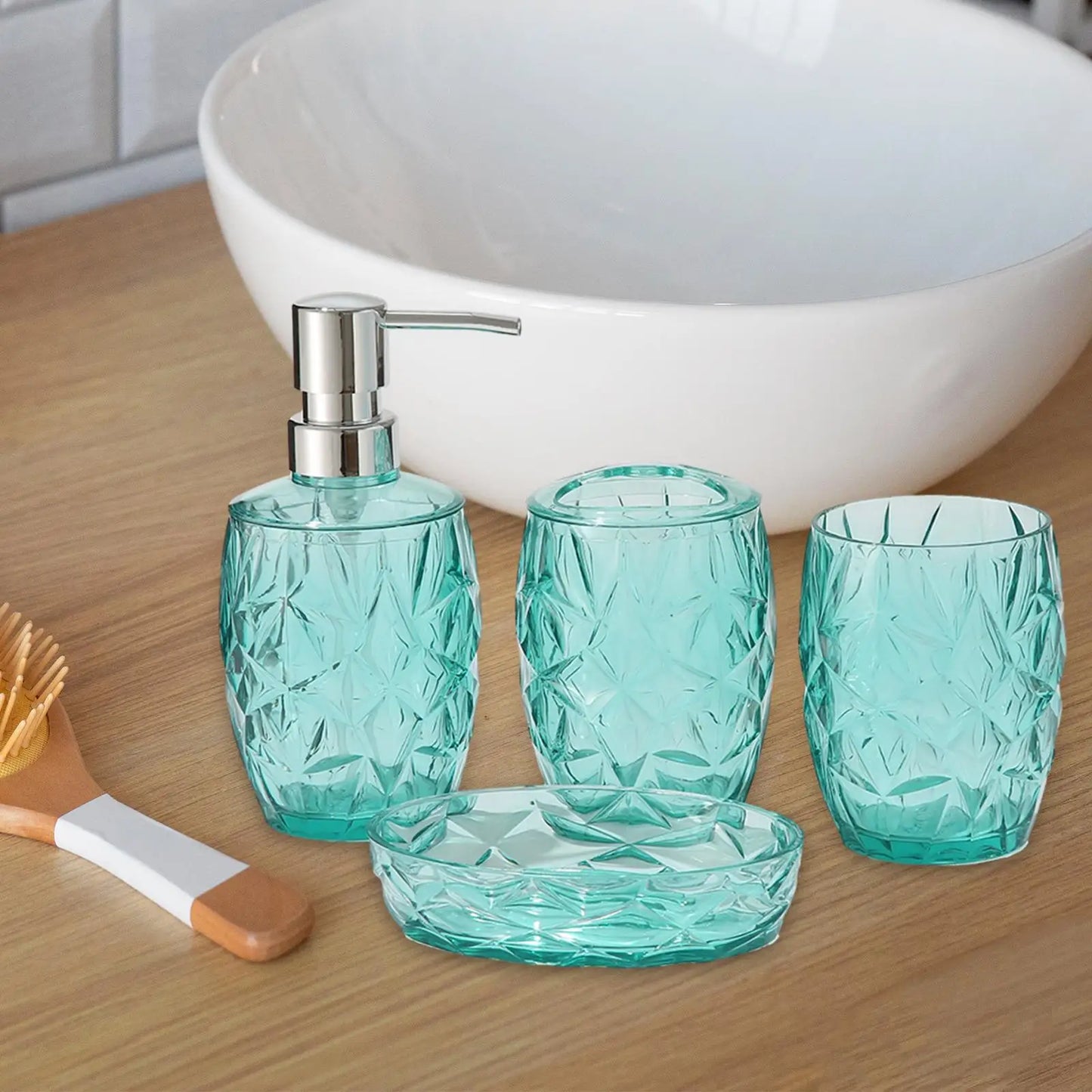 Kit Accessoires Salle de Bain Transparent Vert